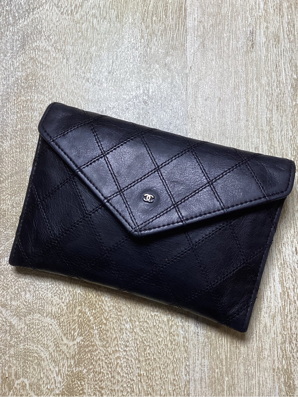 Authentic CHANEL Bicolore Leather Bifold Compact Wallet